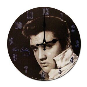 New Elvis Presley Black & White Round Wall Clock Collectible King of Rock & Roll